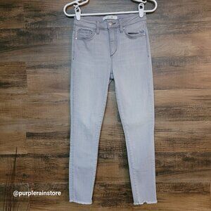 Joes Jeans Size 26 Skinny Mid Rise Gray Wash Stretch Denim Raw Hem